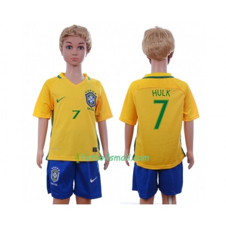 Brasilien Fotbollströjor Hulk 7 Barn Hemma tröja 2016 Kortärmad