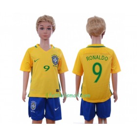 Brasilien Fotbollströjor Ronaldo 9 Barn Hemma tröja 2016 Kortärmad