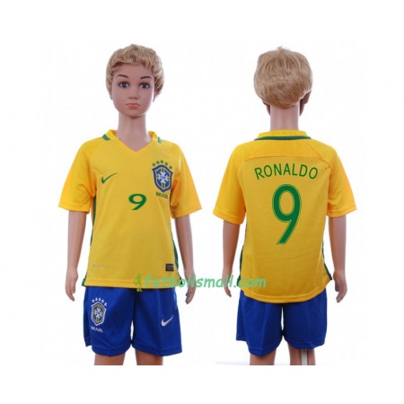 Brasilien Fotbollströjor Ronaldo 9 Barn Hemma tröja 2016 Kortärmad
