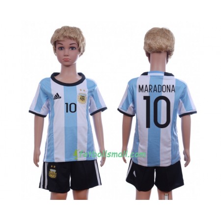 Argentina Fotbollströjor Maradona 10 Barn Hemma tröja 2016 Kortärmad