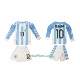 Argentina Fotbollströjor Maradona 10 Barn Hemma tröja 2016 Långärmad