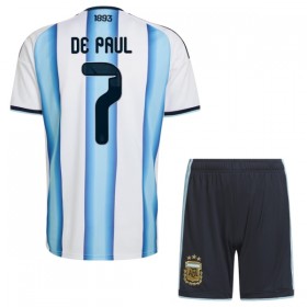 Argentina De Paul 7 Fotbollströjor Barn Hemma tröja World Cup 2026 Kortärmad