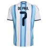 Argentina De Paul 7 Fotbollströjor Barn Hemma tröja World Cup 2026 Kortärmad