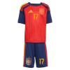 Spanien Williams JR 17 Fotbollströjor Barn Hemma tröja World Cup 2026 Kortärmad