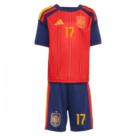 Spanien Williams JR 17 Fotbollströjor Barn Hemma tröja World Cup 2026 Kortärmad