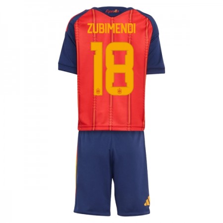 Spanien ZUBIMENDI 18 Fotbollströjor Barn Hemma tröja World Cup 2026 Kortärmad