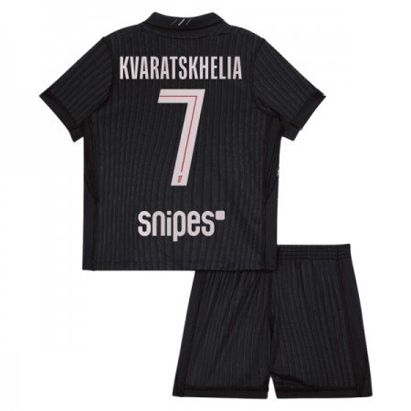 Paris Saint-Germain Kvaratskhelia 7 Fotbollströjor Jordan Barn Fjärde tröja 2025-26 Kortärmad