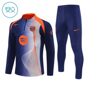 FC Barcelona Barn Trainings Sweatshirt Quarter-Zip 2025-26 Blå