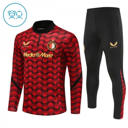 Feyenoord Rotterdam Barn Trainings Sweatshirt Quarter-Zip 2025-26 Röd