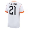 Nederländerna F. De Jong 21 Fotbollströjor Barn Borta tröja World Cup 2026 Kortärmad