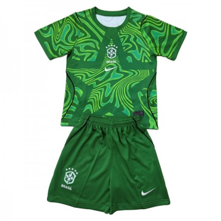 Brasilien Fotbollströjor Målvakt Barn Hemma tröja World Cup 2026 Grön Kortärmad
