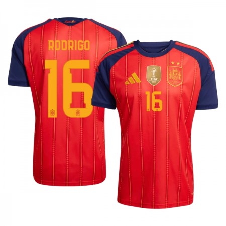 Spanien 2 Stars Rodrigo 16 Fotbollströjor Hemma tröja World Cup 2026 Kortärmad
