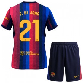 FC Barcelona F. De Jong 21 Fotbollströjor Barn Hemma tröja 2026-27 Kortärmad