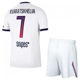 Paris Saint-Germain Kvaratskhelia 7 Fotbollströjor Barn Borta tröja 2026-27 Kortärmad