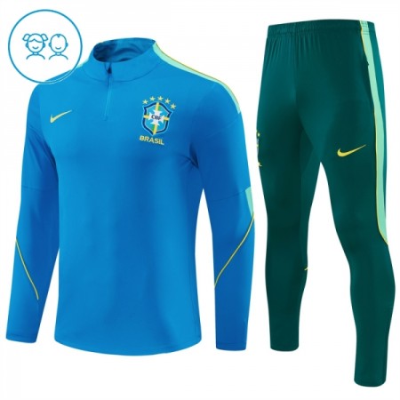 Brasilien Barn Trainings Sweatshirt Quarter-Zip 2026-27 Blå