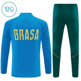 Brasilien Barn Trainings Sweatshirt Quarter-Zip 2026-27 Blå