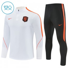 Nederländerna Barn Trainings Sweatshirt Quarter-Zip 2026-27 Vit