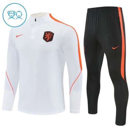 Nederländerna Barn Trainings Sweatshirt Quarter-Zip 2026-27 Vit