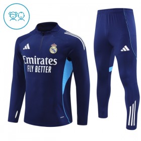 Real Madrid Barn Trainings Sweatshirt Quarter-Zip 2025-26 Navy